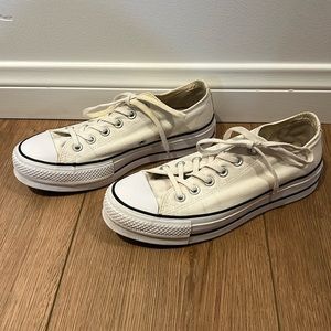 White Converse Platform Shoes - Womens 8